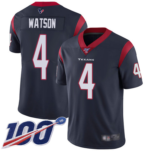 Houston Texans Limited Navy Blue Men Deshaun Watson Home Jersey NFL Football #4 100th Season Vapor Untouchable